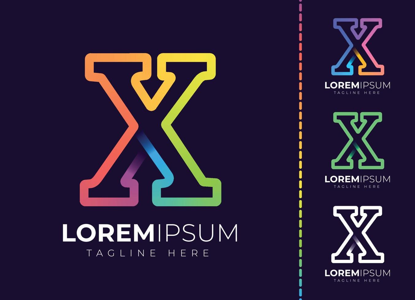 logotipo de degradado colorido inicial de letra x. diseño moderno del logotipo de la letra x. vector