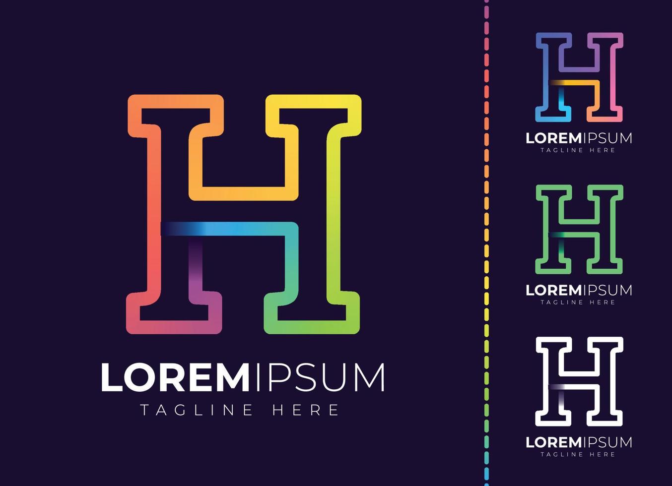 logotipo de degradado colorido inicial de la letra h. diseño moderno del logotipo de la letra h. vector