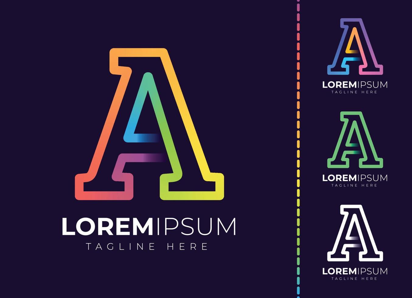 un logotipo degradado colorido inicial de la letra. diseño moderno del logotipo de la letra a. vector