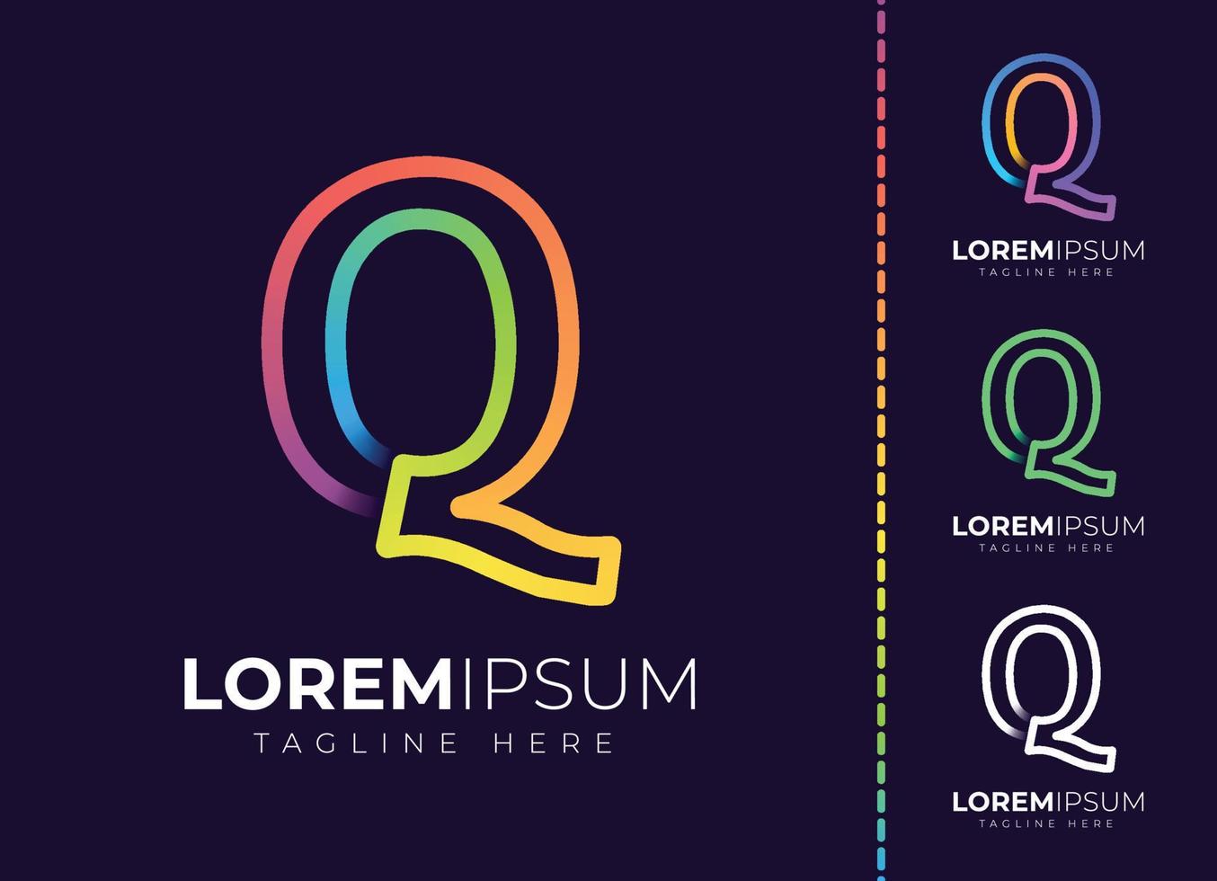 Q letter initial colorful gradient logo. Modern letter q logo design. vector