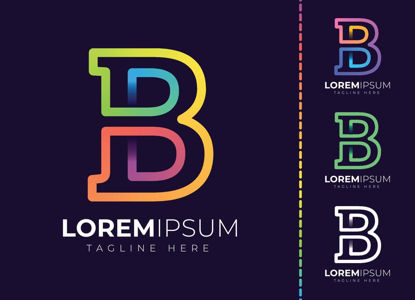 logotipo de degradado colorido inicial de la letra b. diseño moderno del logotipo de la letra b. vector