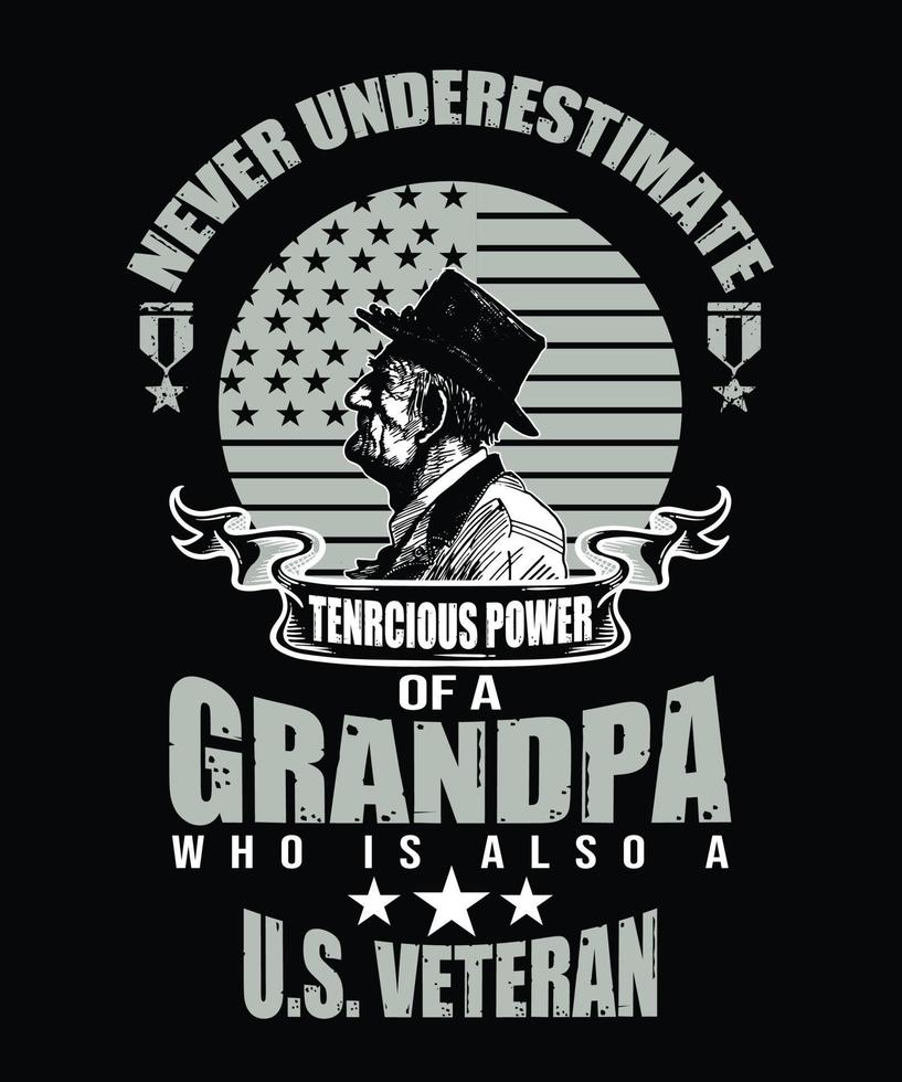 diseño de abuelo veterano estadounidense vector