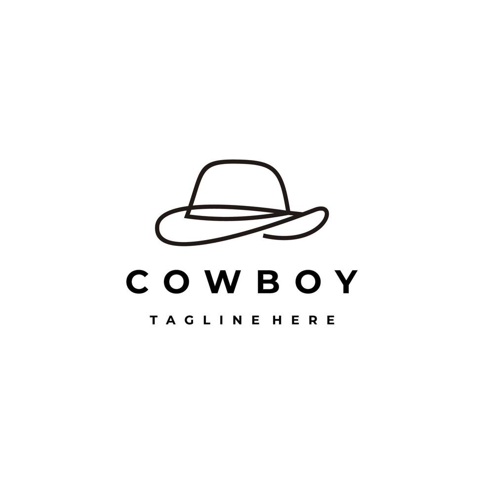 diseño de logotipo de estilo de arte de línea de sombrero de vaquero fedora vector