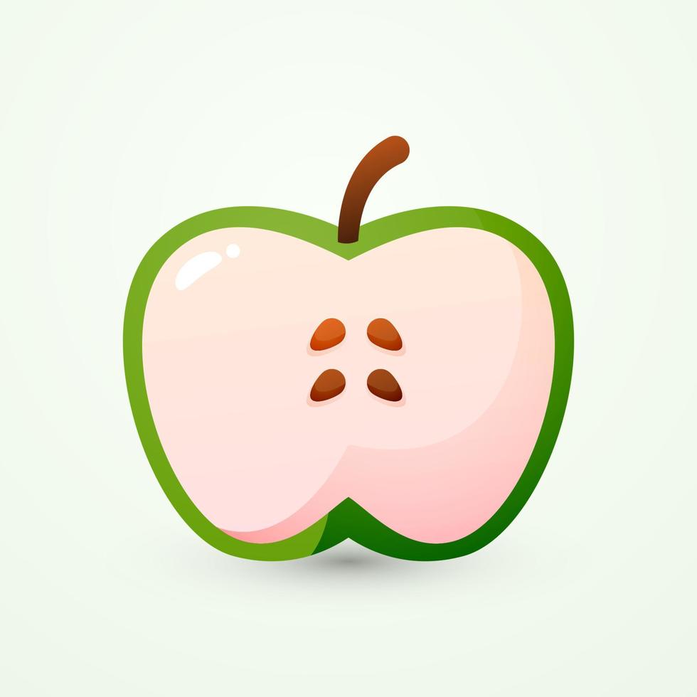 linda ilustración de vector de icono de manzana verde