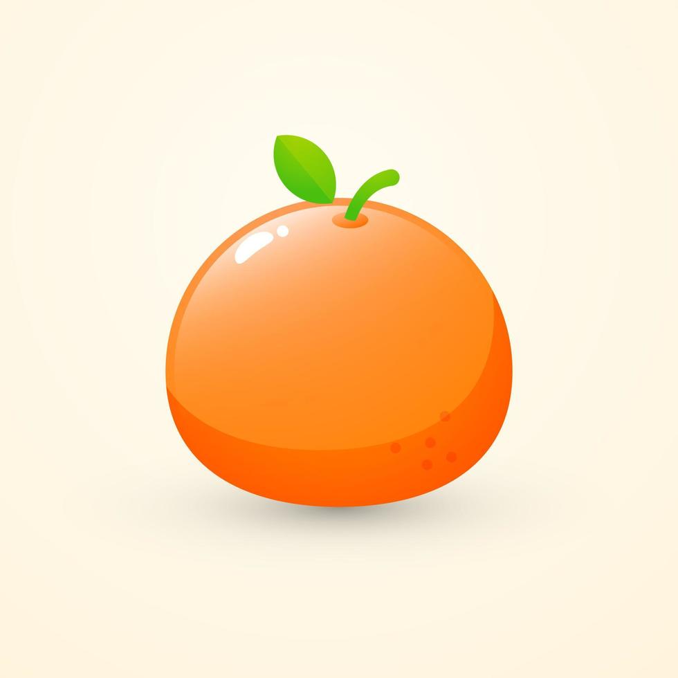 lindo, naranja, fruta, vector, ilustración vector