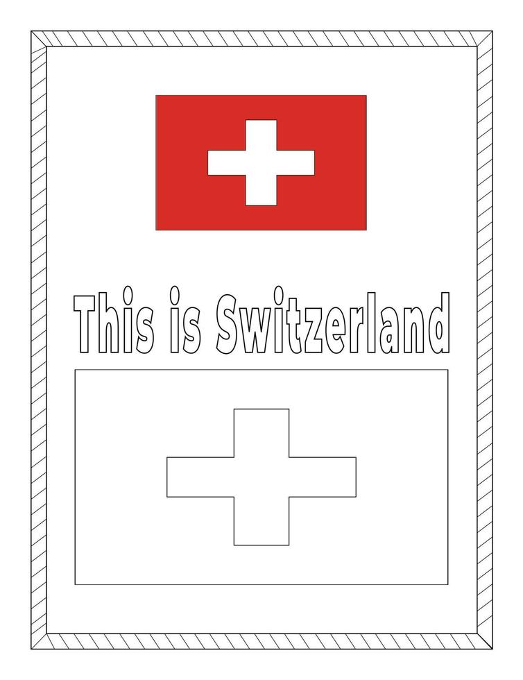 Switzerland National Flag coloring page vector