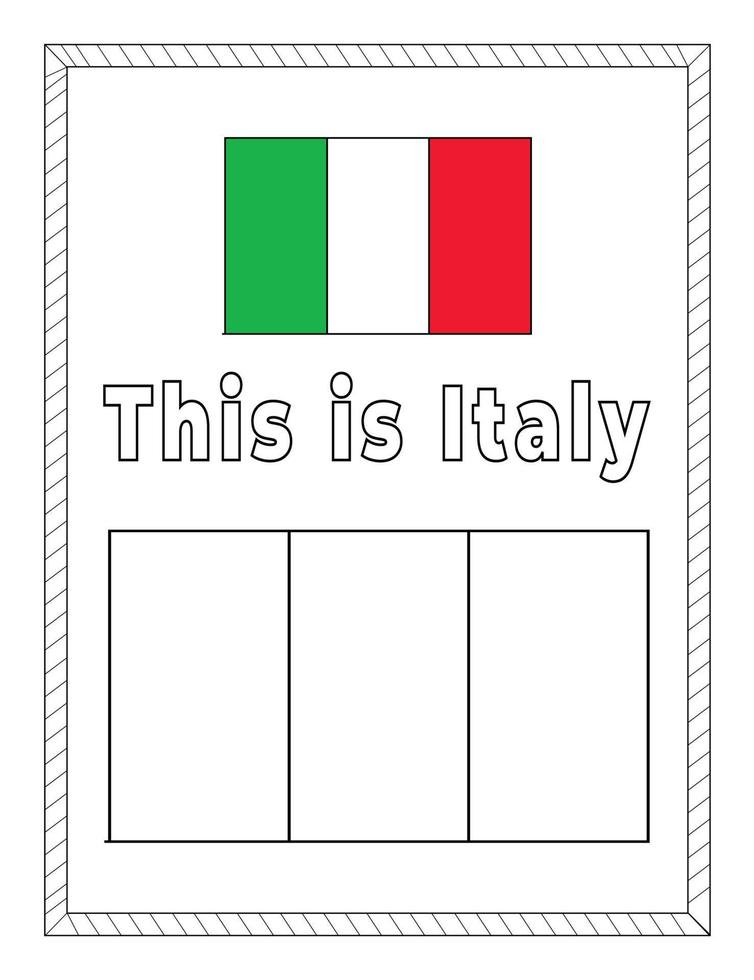 Italy National Flag coloring page vector
