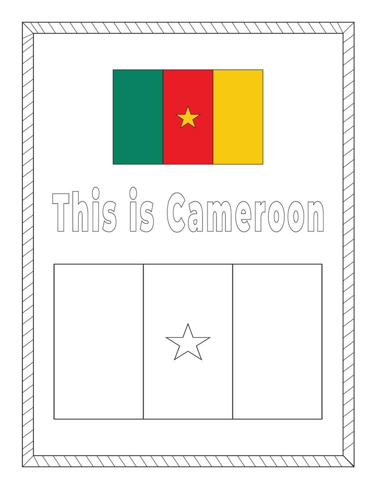 Cameroon National Flag coloring page vector