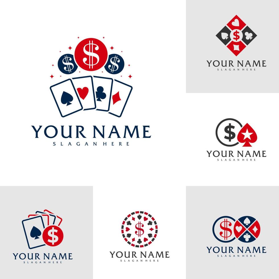 Set of Money Poker logo vector template, Creative Poker logo design concepts