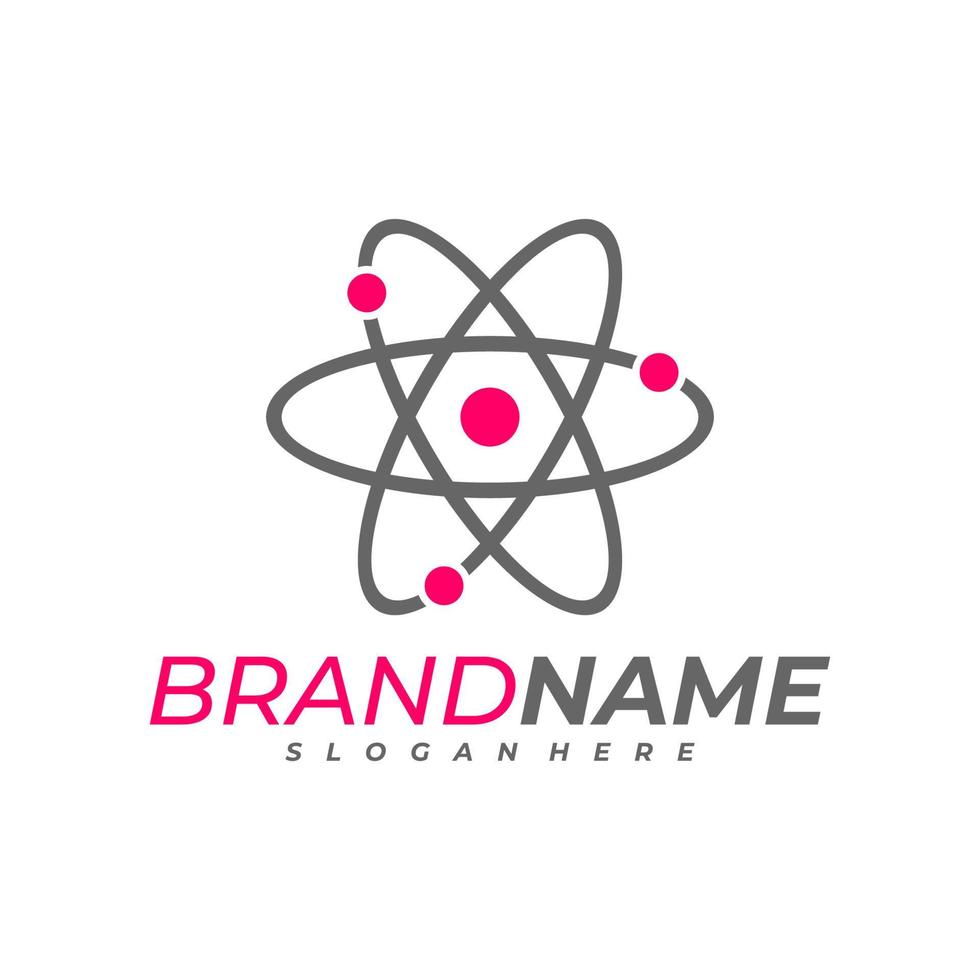 Scientific atom logo template, Science logo design vector