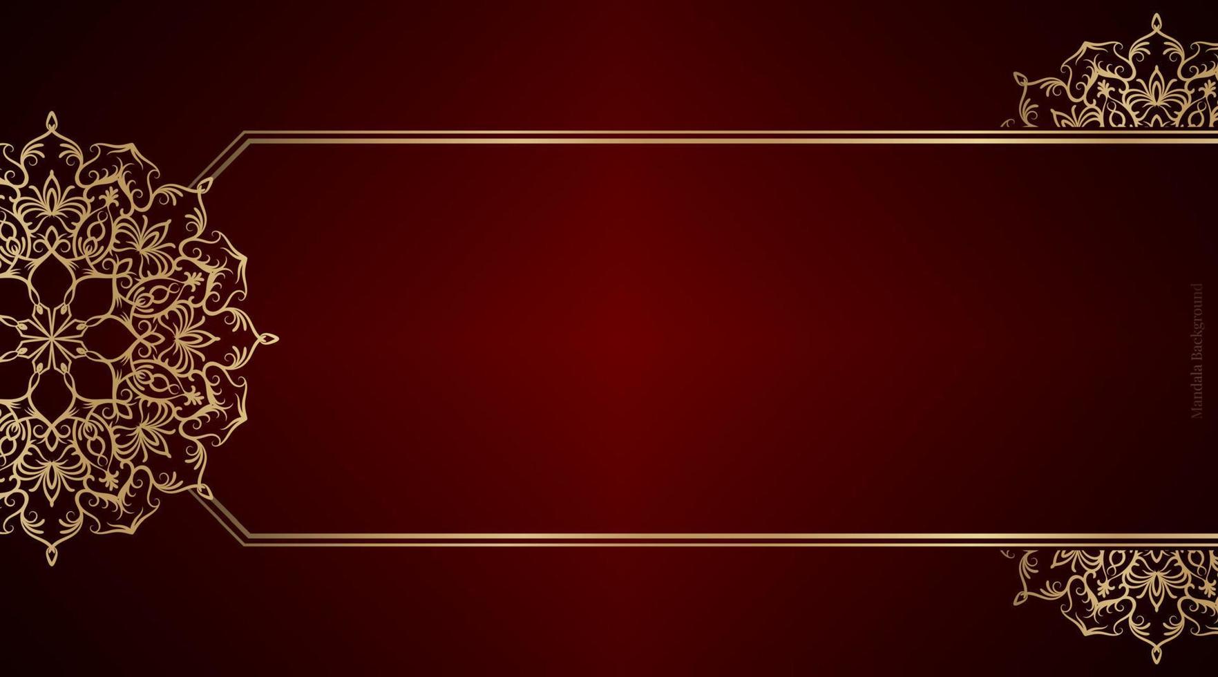 Red background  with golden mandala vector
