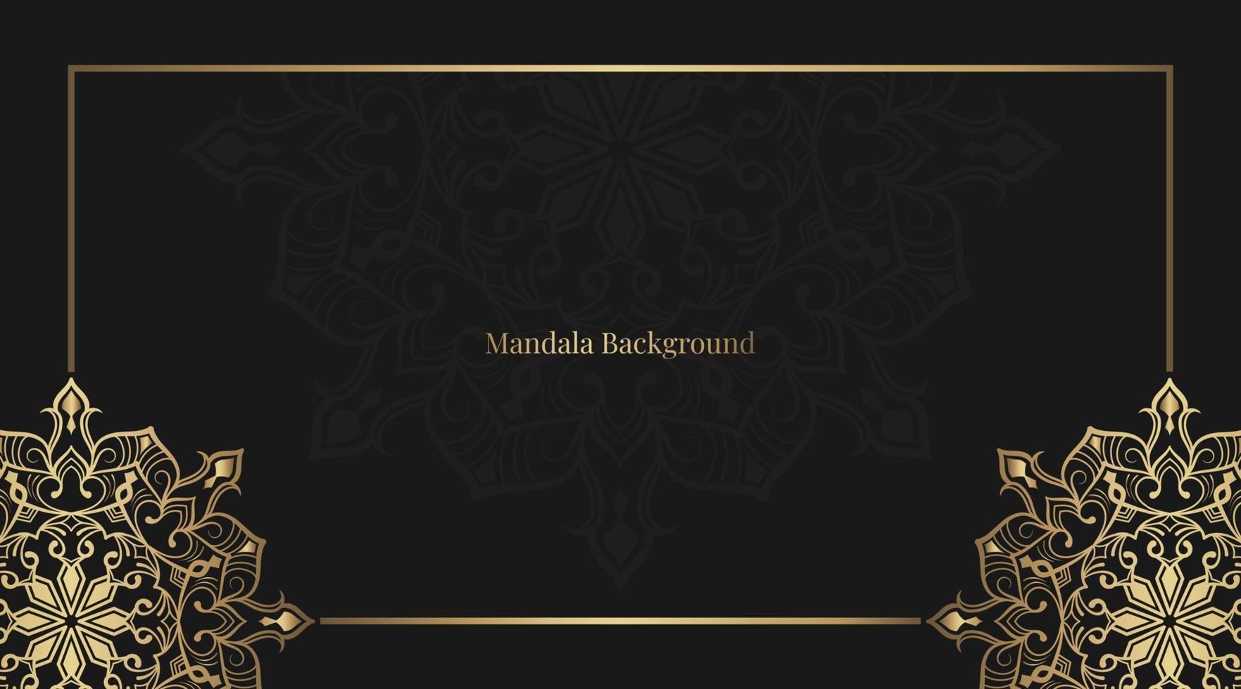 Black background  with golden mandala vector