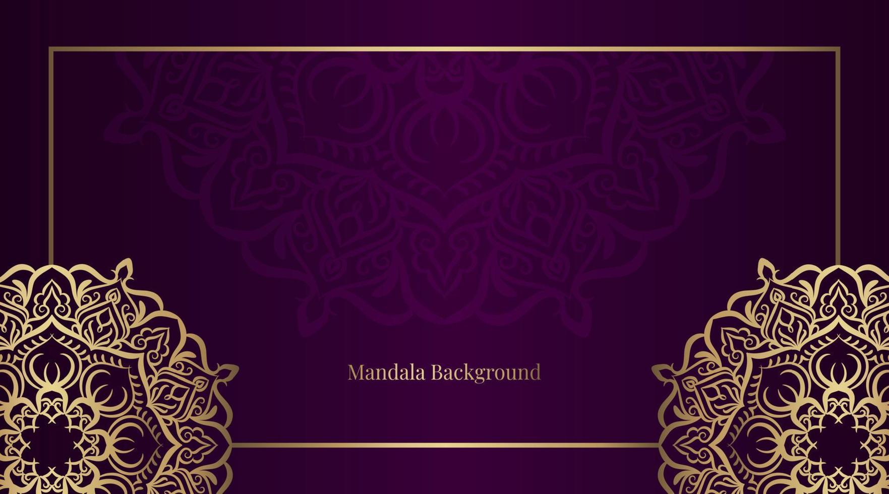 fondo morado con mandala dorado vector