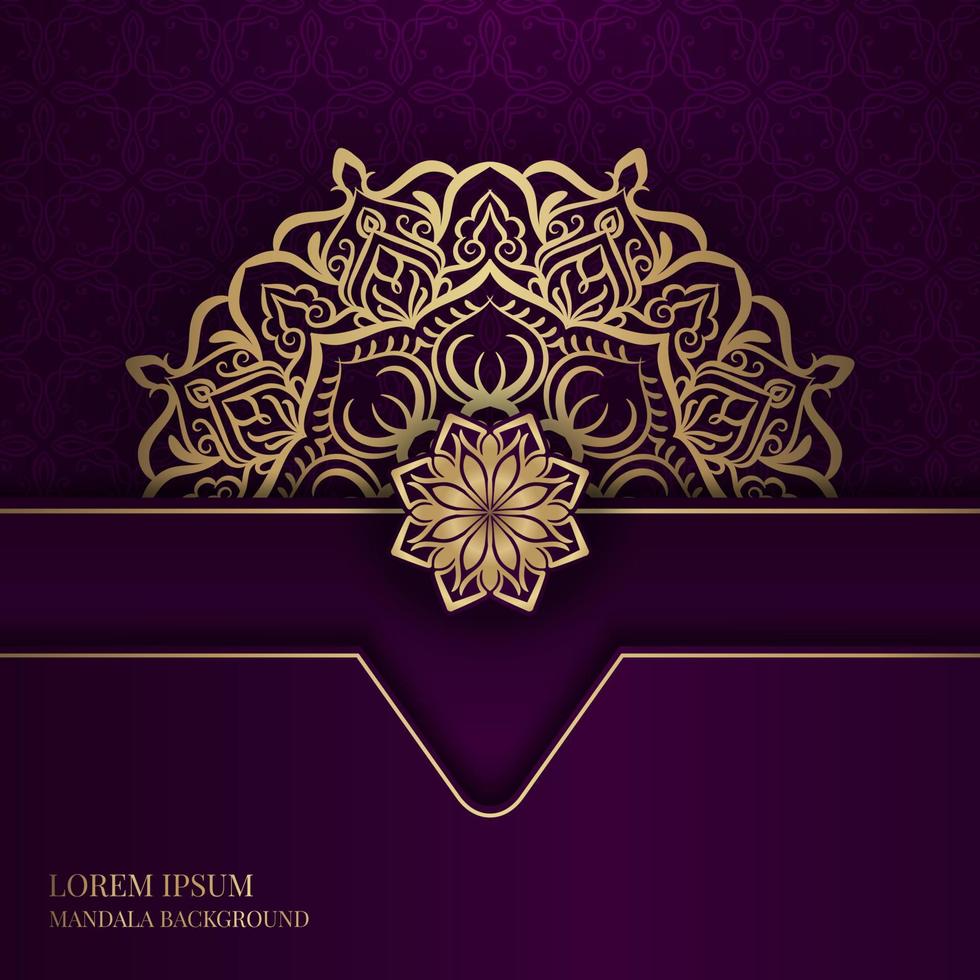 Purple Luxury background, with gold mandala decoration vector