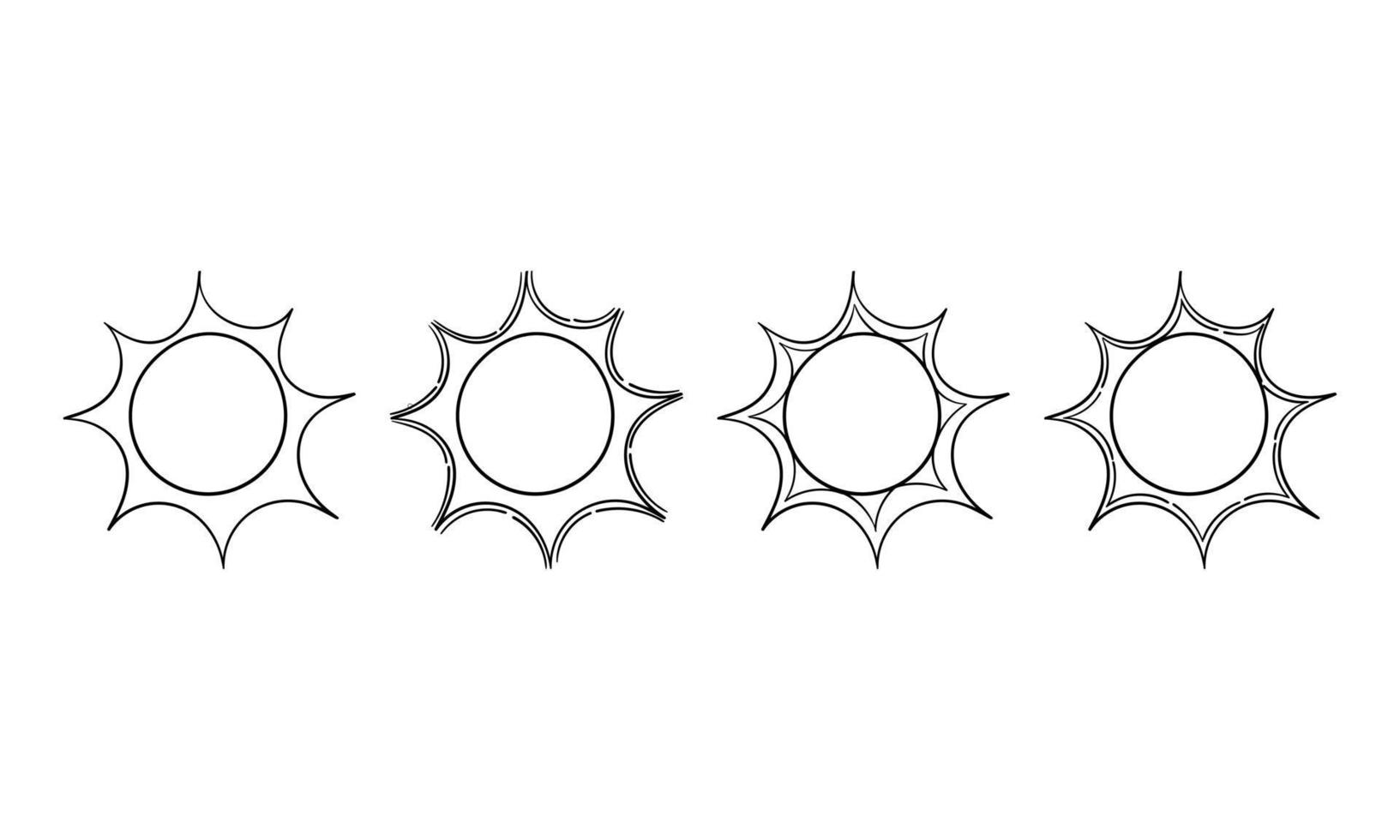 hand drawn sun in different style vector