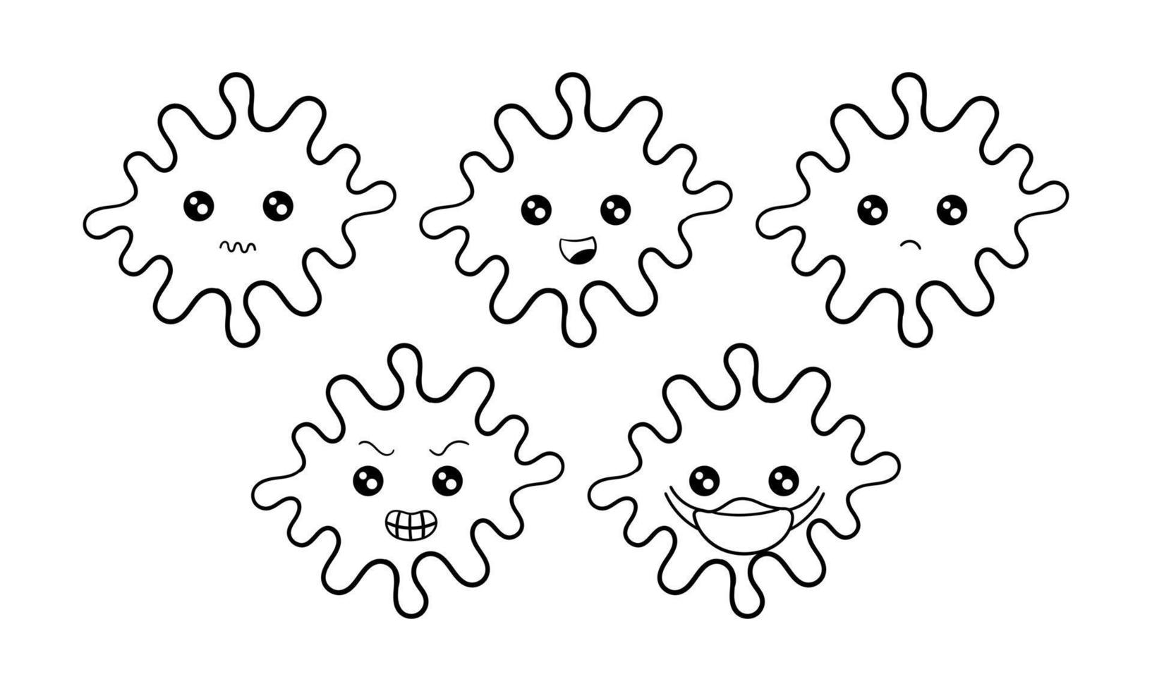 hand drawn germs with different faces vector