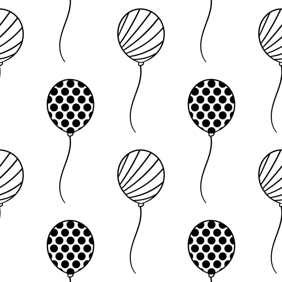 balloons hand drawn seamless pattern vector