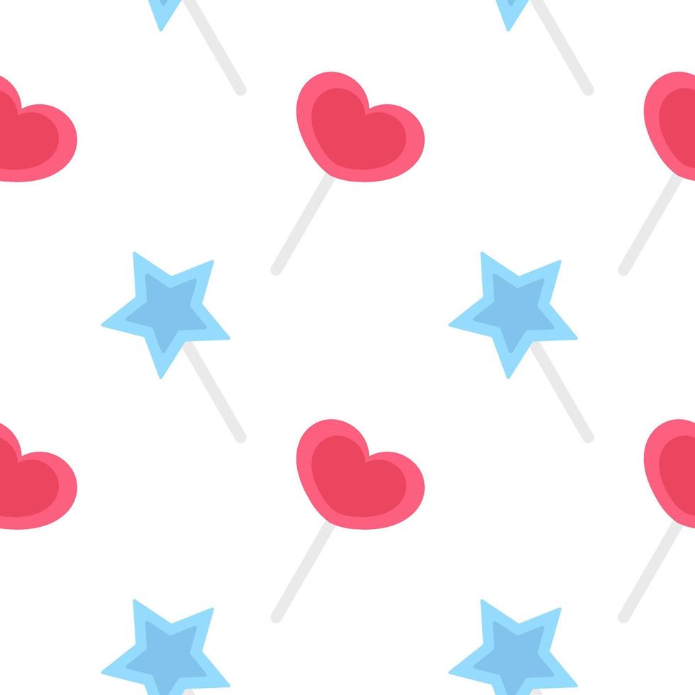 heart and star shaped lollipop seamless pattern vector