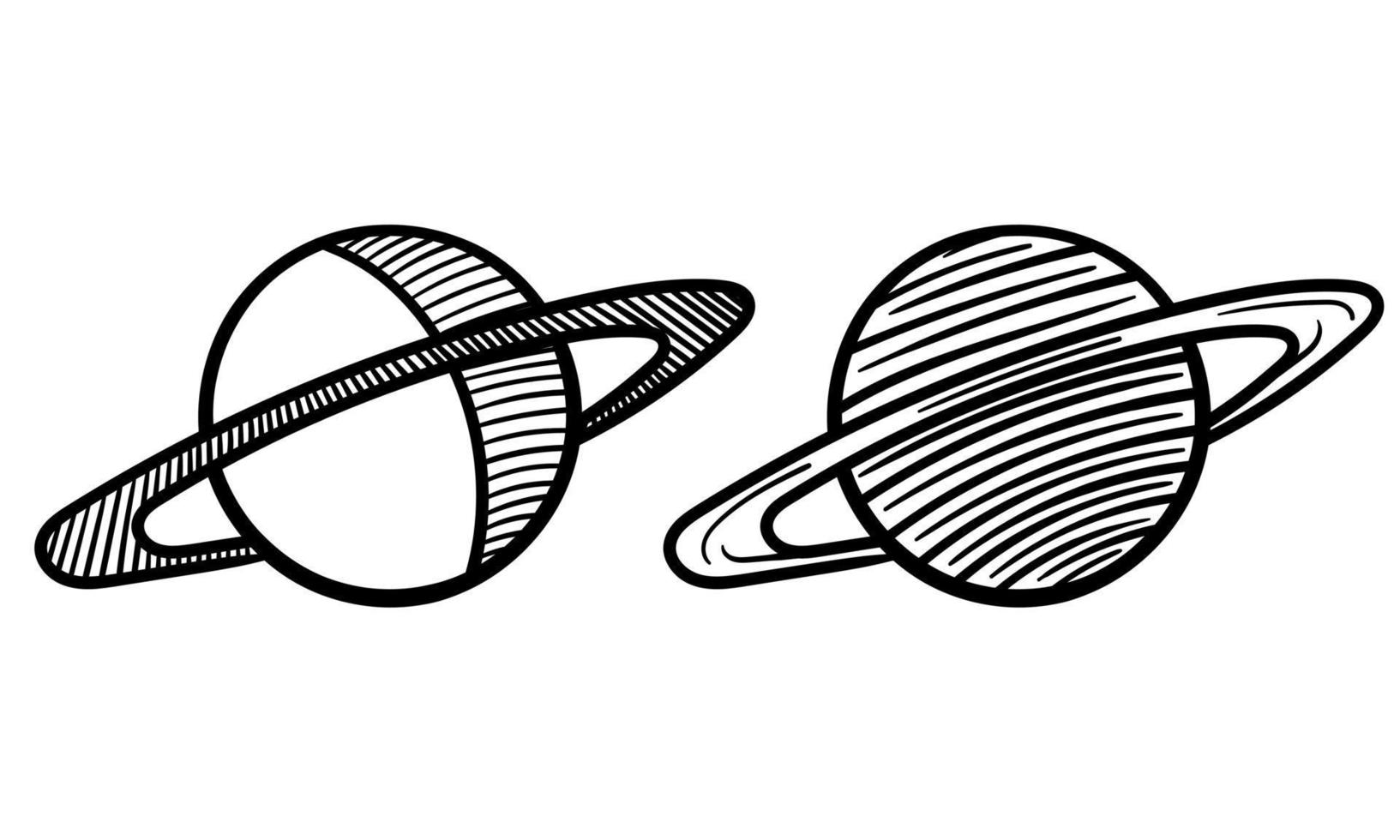 colección dibujada a mano del planeta saturno vector