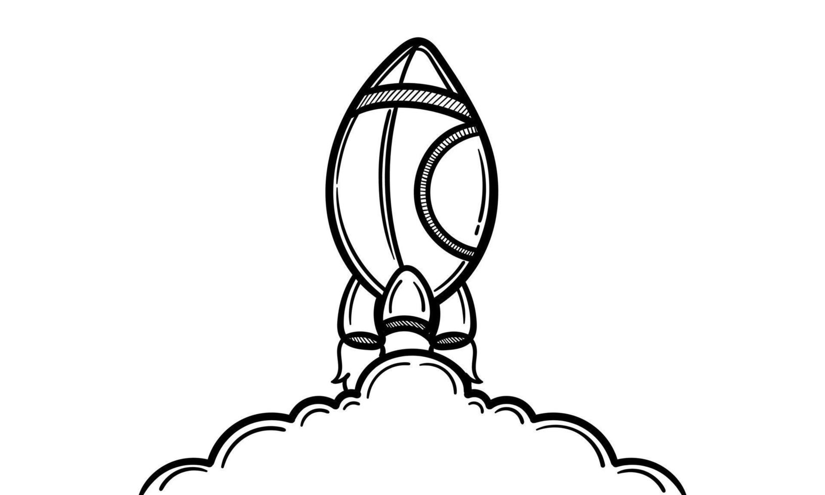 hand drawn illustration of a rocket taking off vector