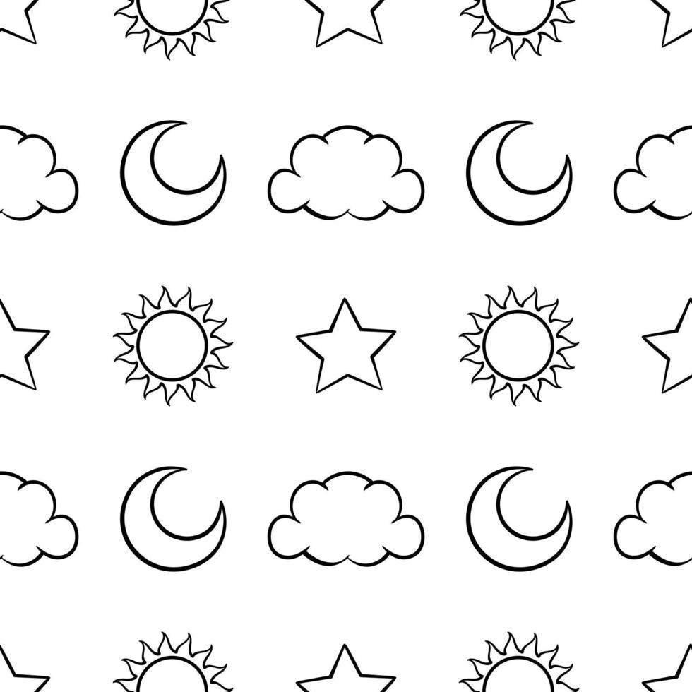 seamless pattern of hand drawn celestial bodies vector