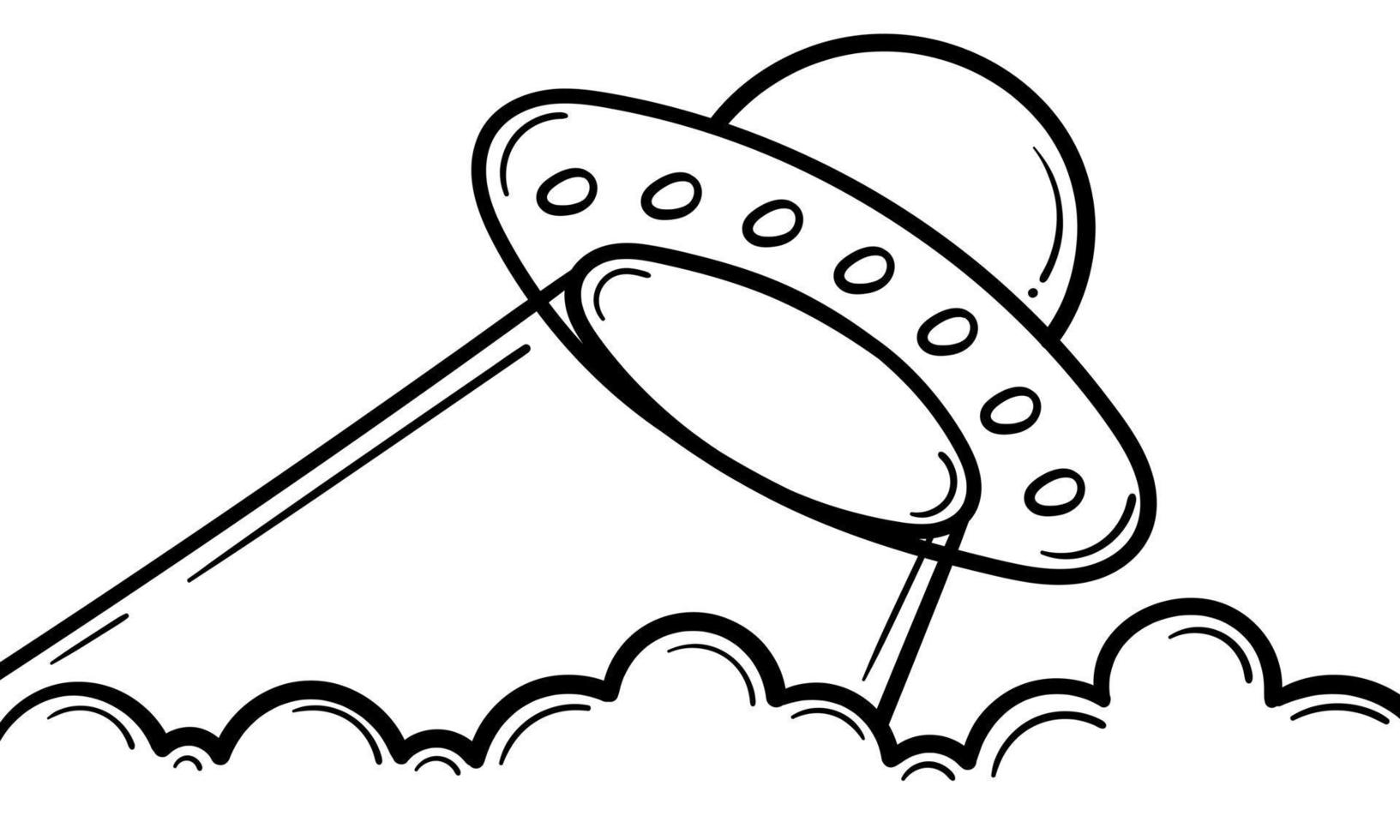 hand drawn ufo and cloud vector