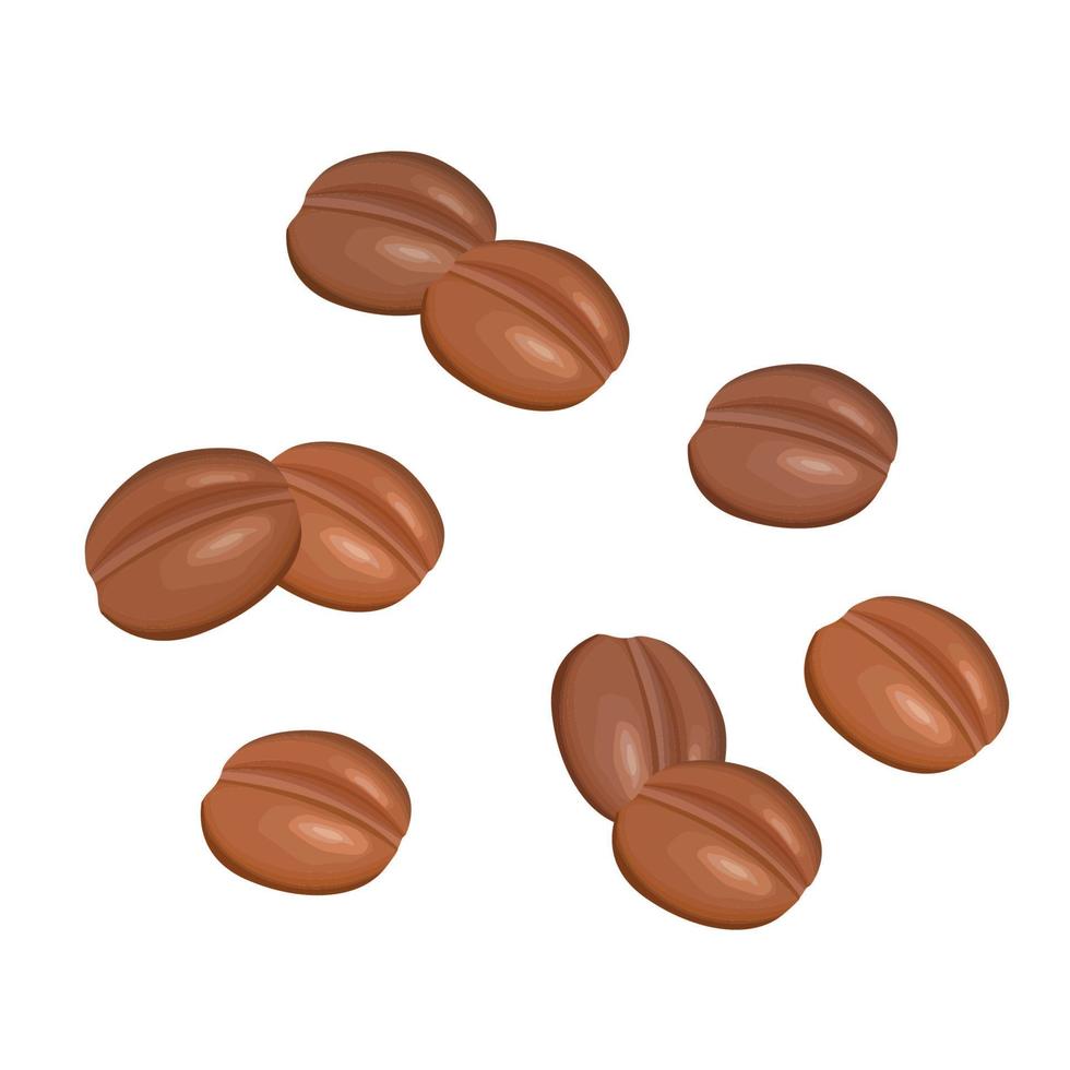 Scattered coffee beans. Flat cartoon. Isolated vector EPS10.