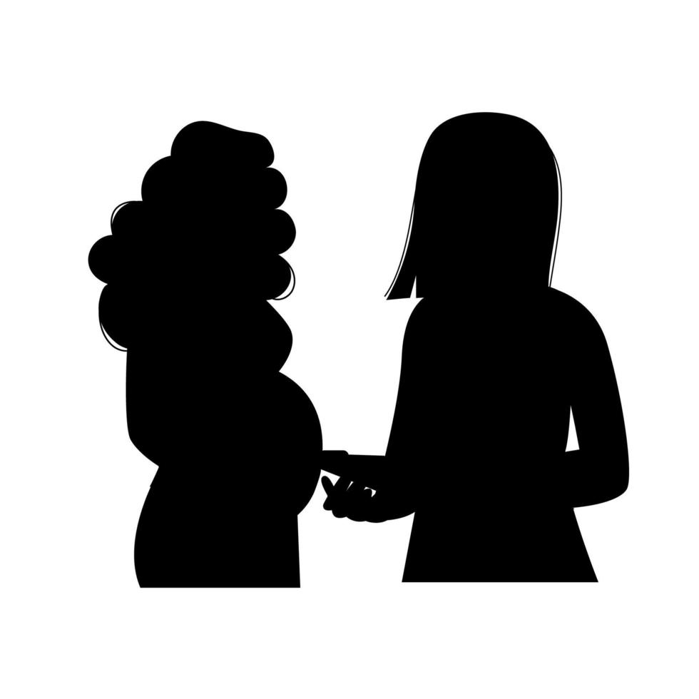 Silhouette of pregnant woman and doctor. Vector illustration