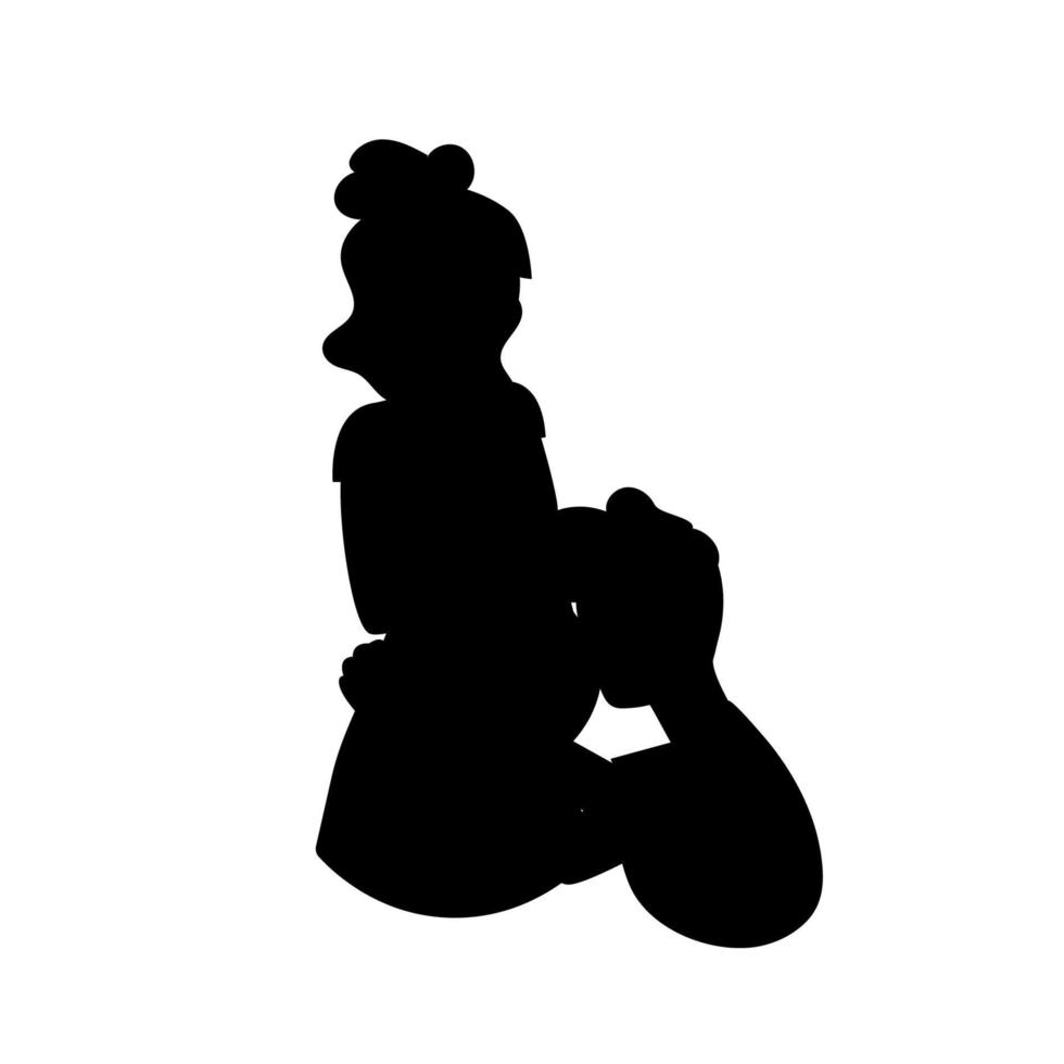 Silhouette of pregnant woman and man listening to her belly. Vector illustration
