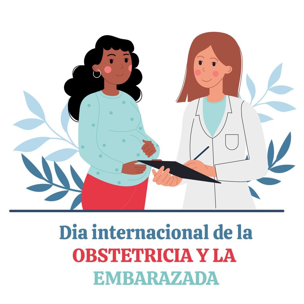 dibujado a mano dia internacional de la obstetricia y la embarazada ilustración vector