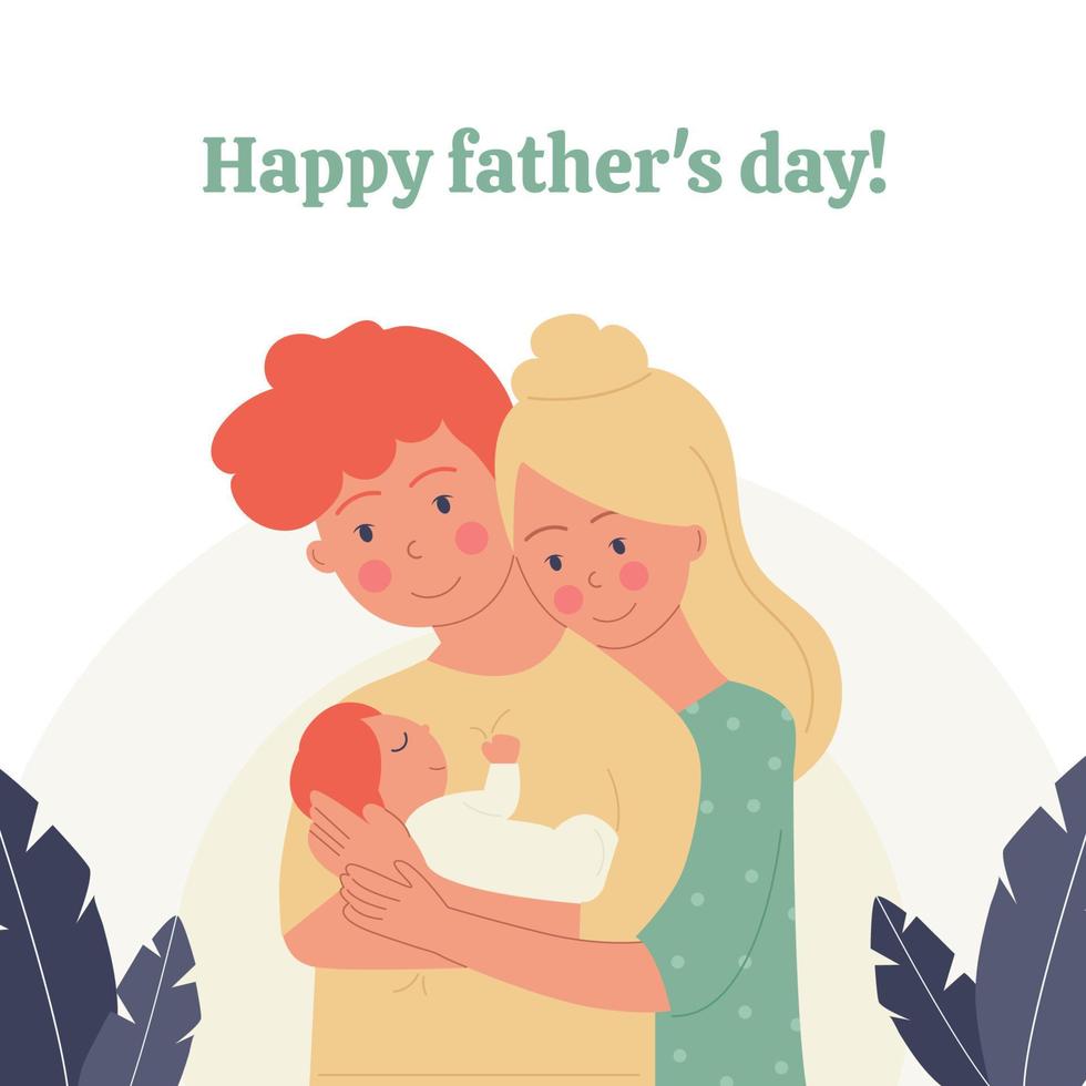 Happy fathers day. Father holding a child in his arms vector