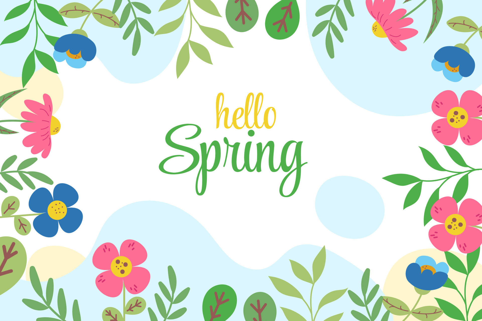 Flat spring background design with flowers. Hello spring 16547129 ...