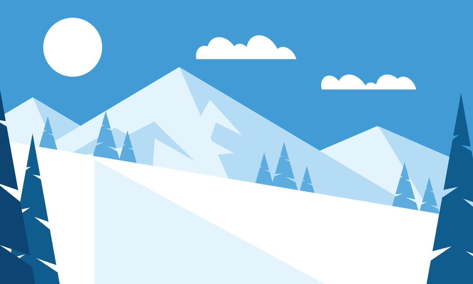 vector de paisaje frío de montaña de invierno