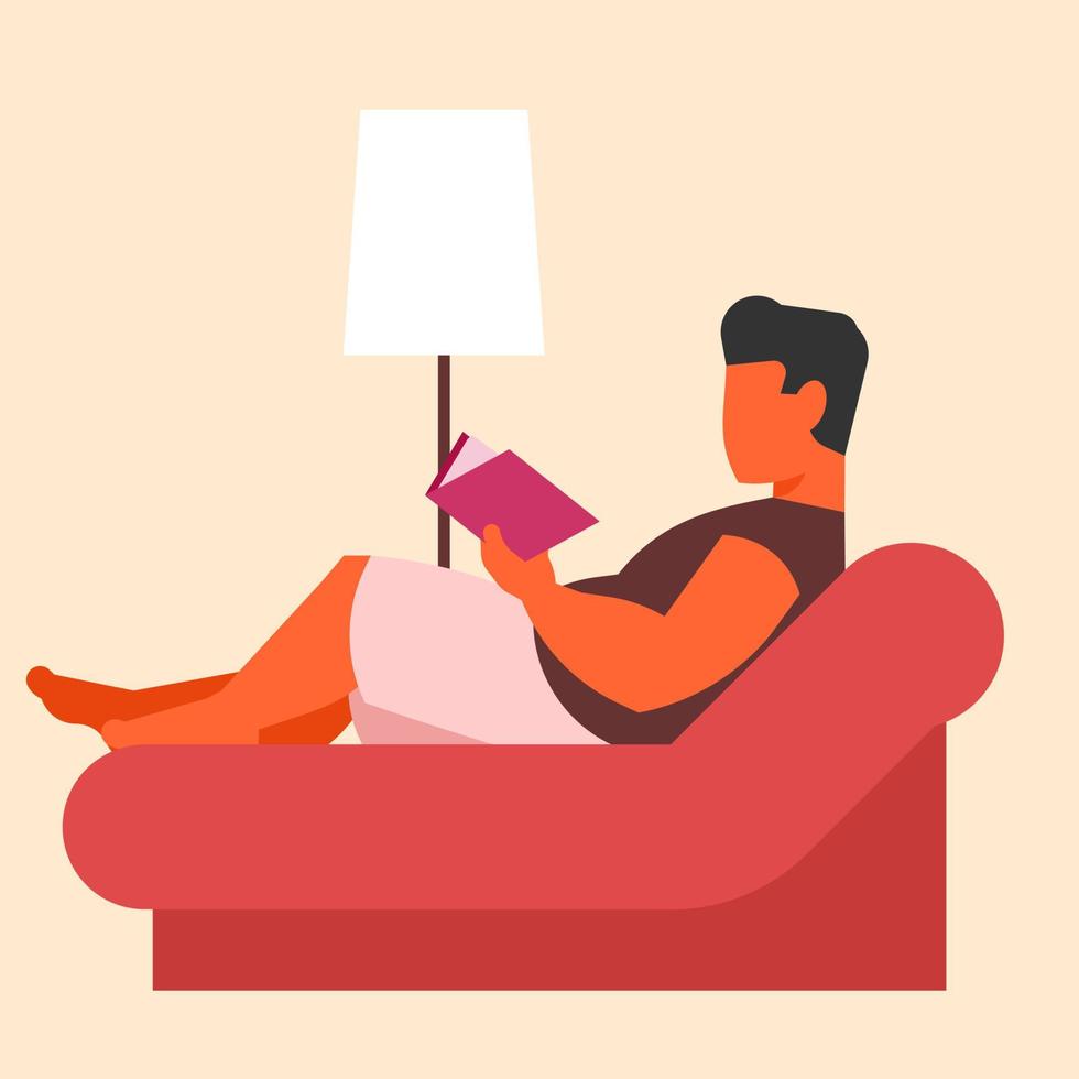 Man relaxing on a sofa vector
