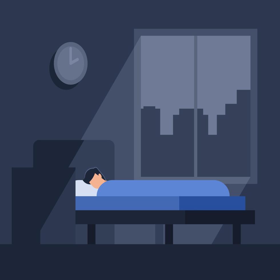 Man sleeps at night vector