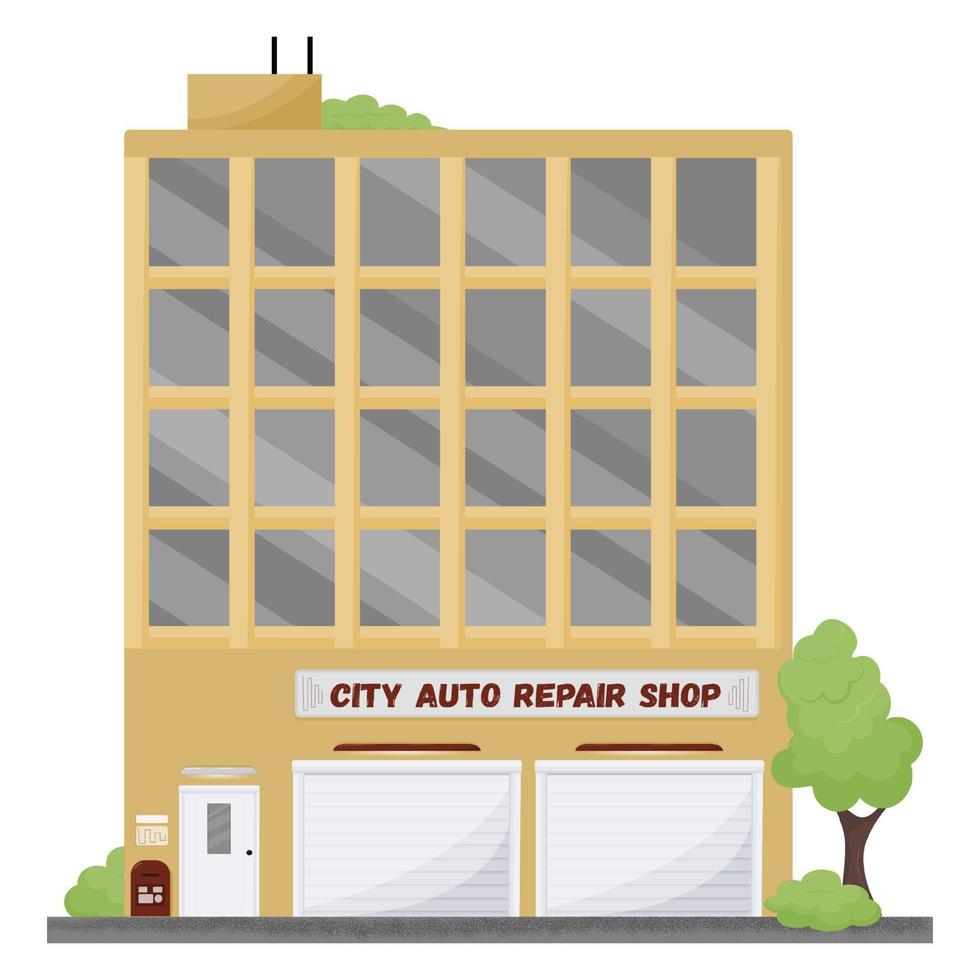 City building auto repair shop vector