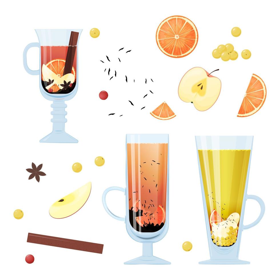 Tea set with fruit vector