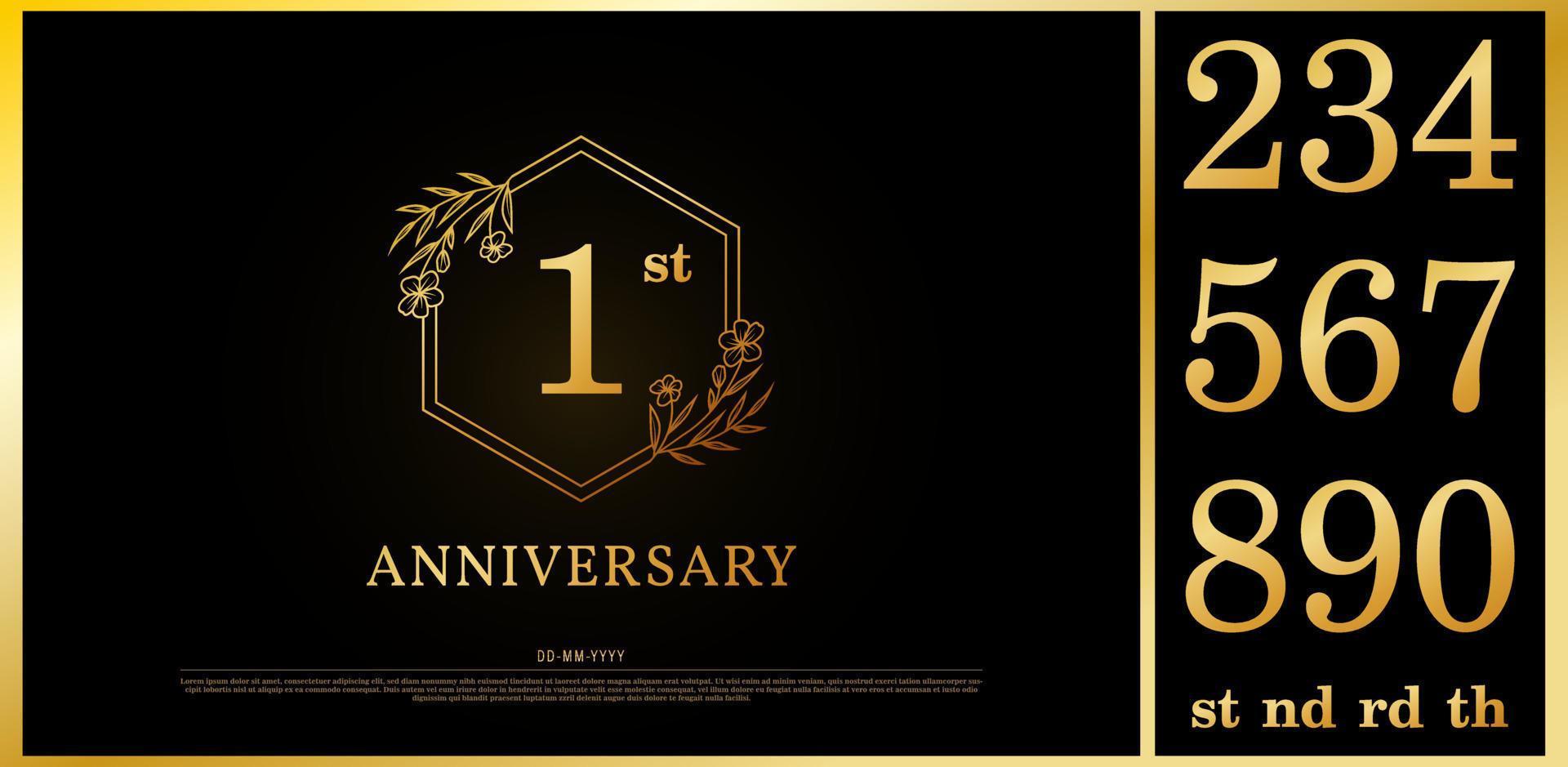 Set of Anniversary Gold Logo Number vector