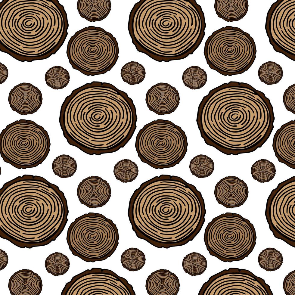 Tree rings vector pattern isolated on white background