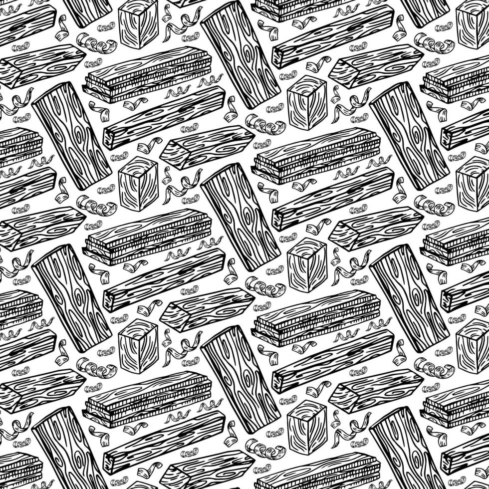 Wood, burning materials. Vector sketch illustration collection. Materials for wood industry. Stump, branch, timber. Tree lumber. background, wallpaper, pattern. Template for print, web design