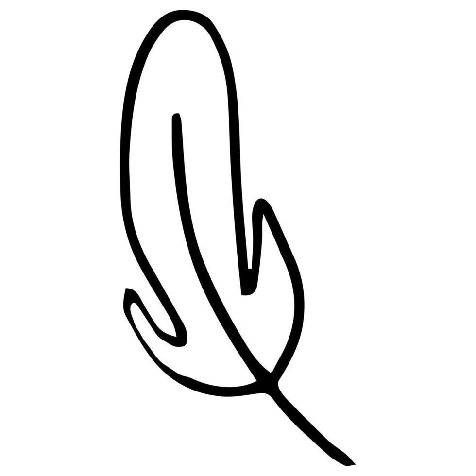 Feather of bird icon isolated on white. Coloring page book. Vector stock illustration. EPS 10