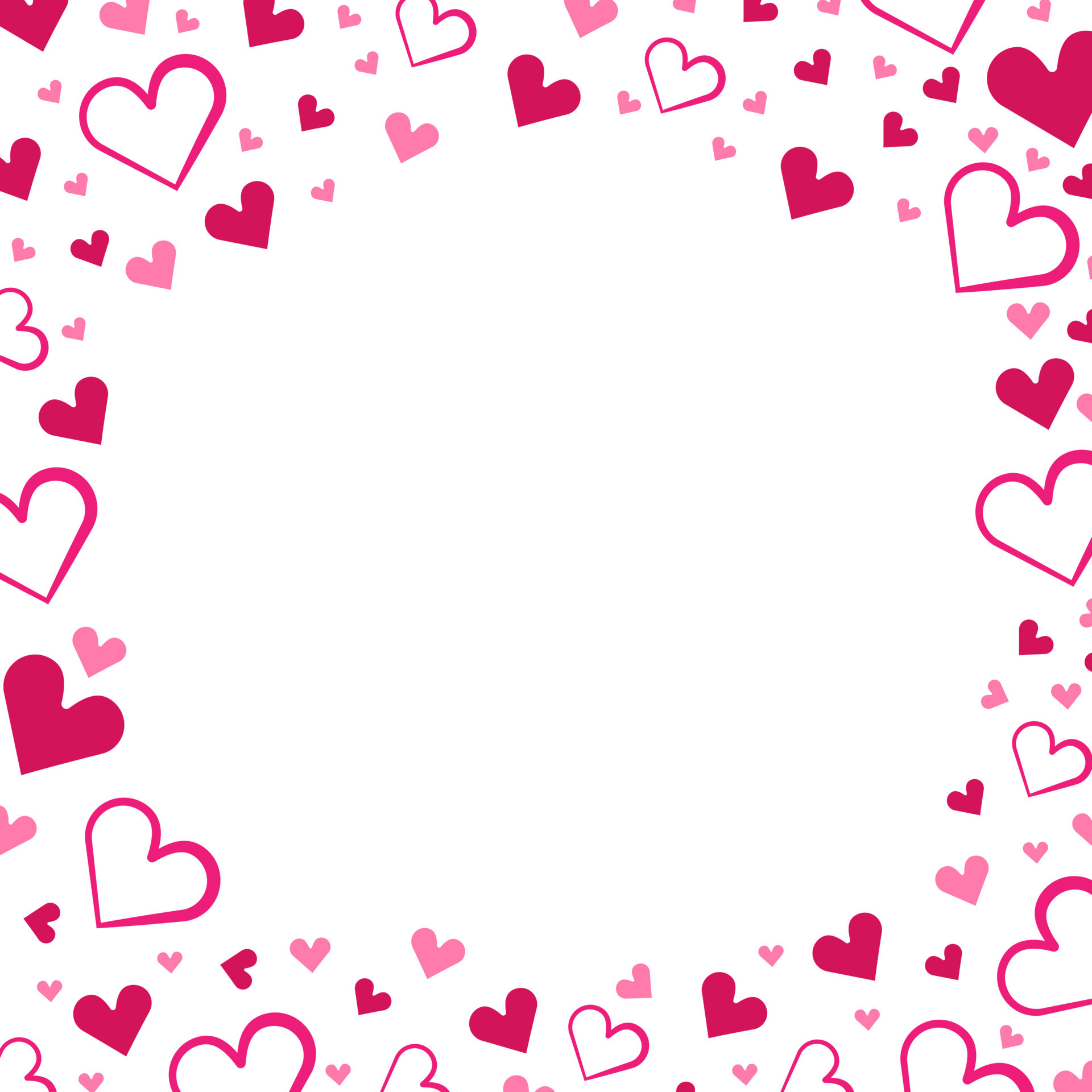 Heart border for Valentines day with red glitter February 14th day