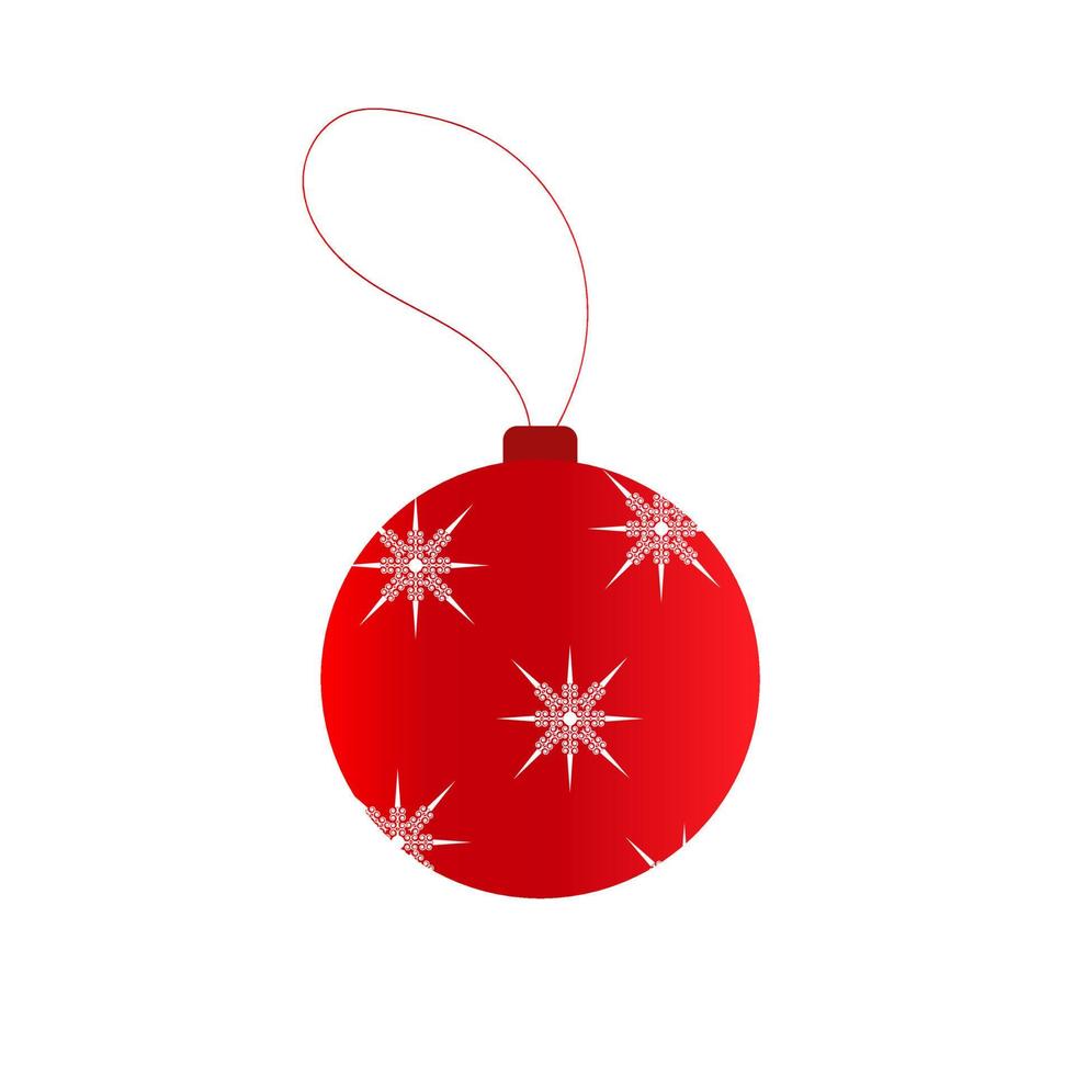 Christmas tree decoration red ball with snowflakes in a vector with a gradient, isolated on a white background