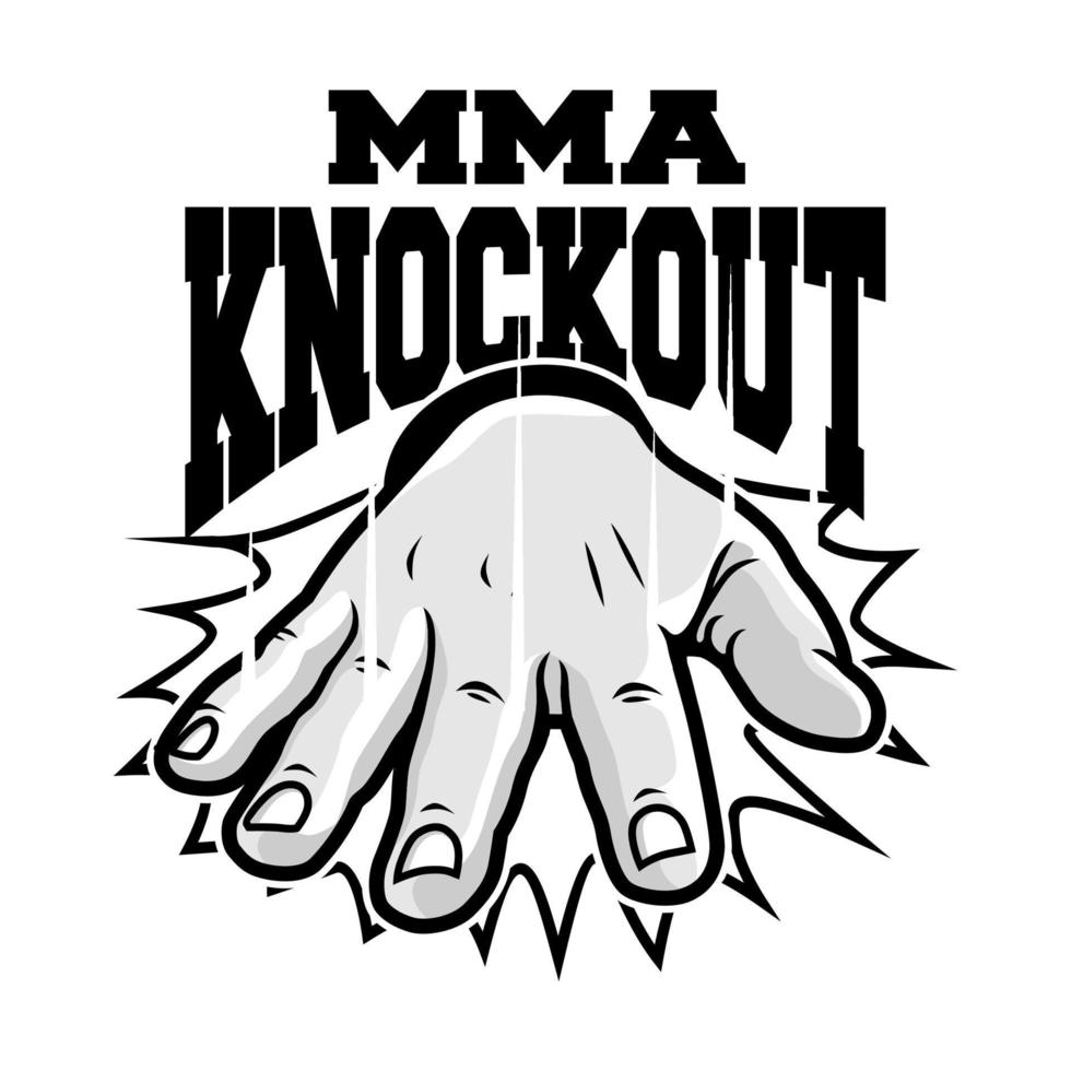 Hand Tapout, Knockout MMA Vector Template, Design element for logo, poster, card, banner, emblem, t shirt. Vector illustration