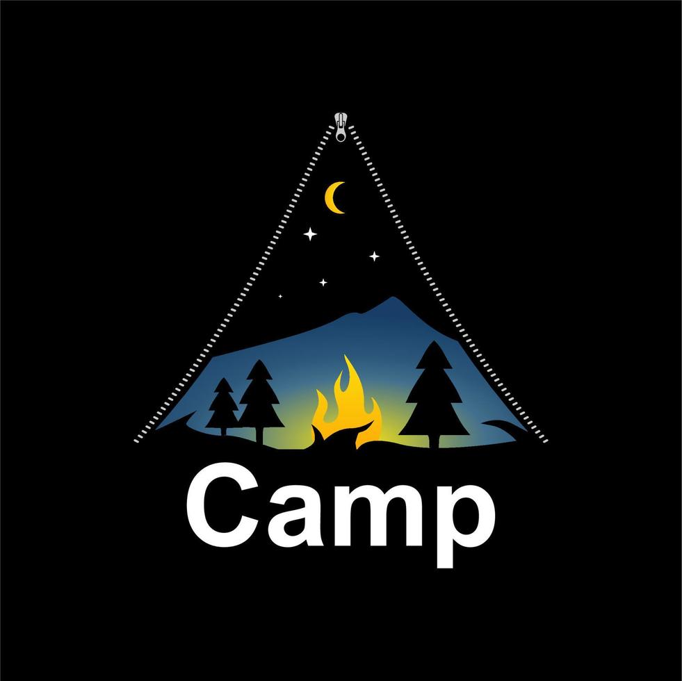 Camping Design element for logo, poster, card, banner, emblem, t shirt. Vector illustration