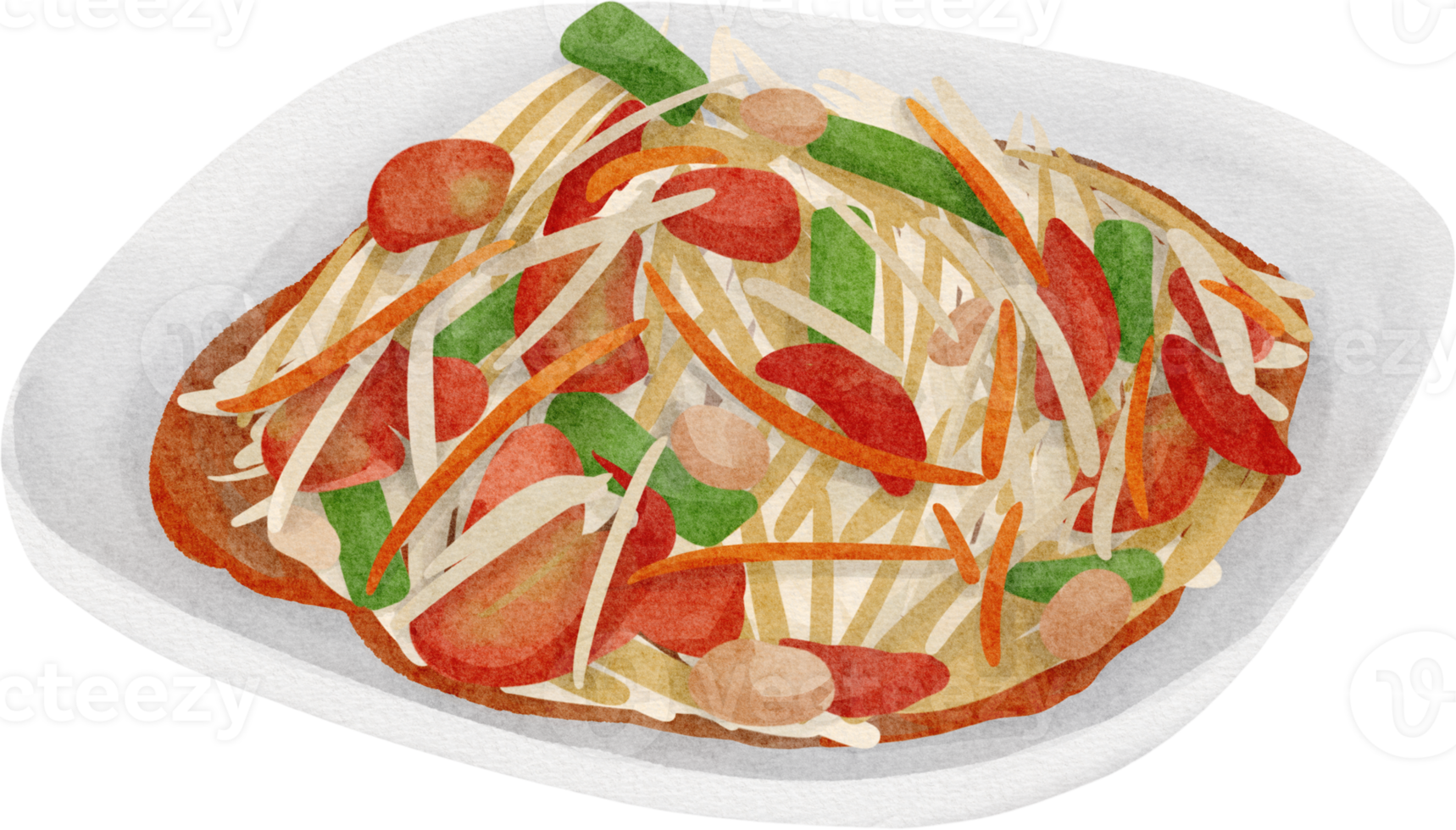 watercolor papaya salad png