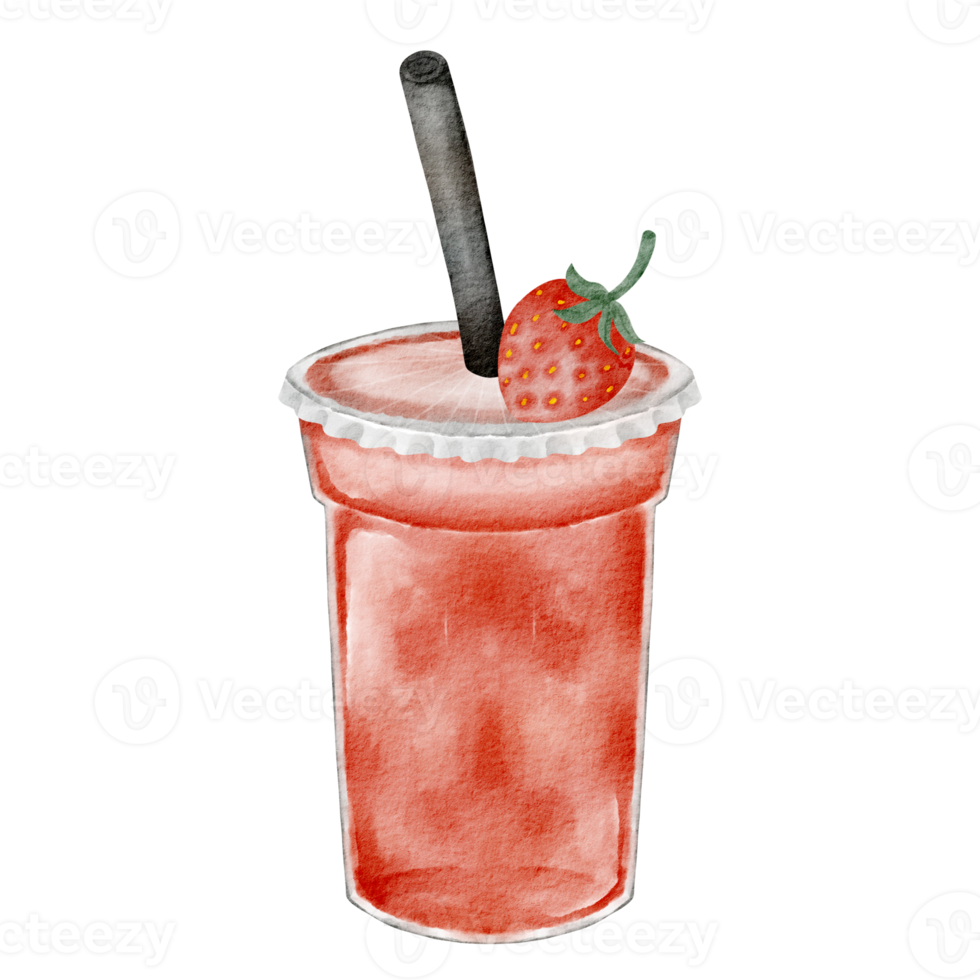 watercolor strawberry juice png