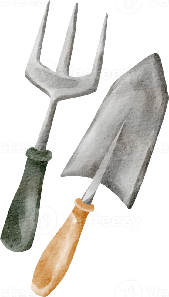 watercolor hoe farm element png