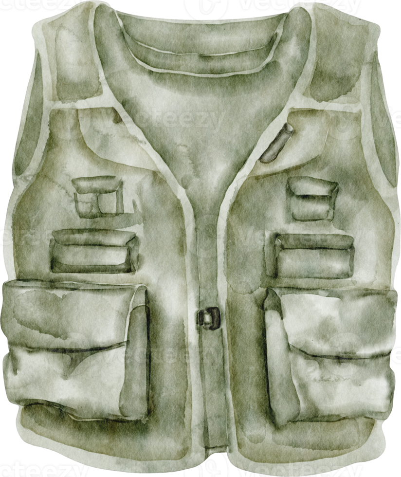 gilet de pêche aquarelle png