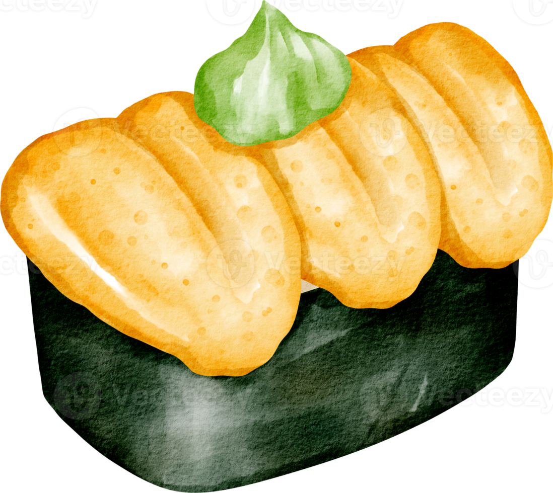 watercolor sushi uni Japanese cuisine png